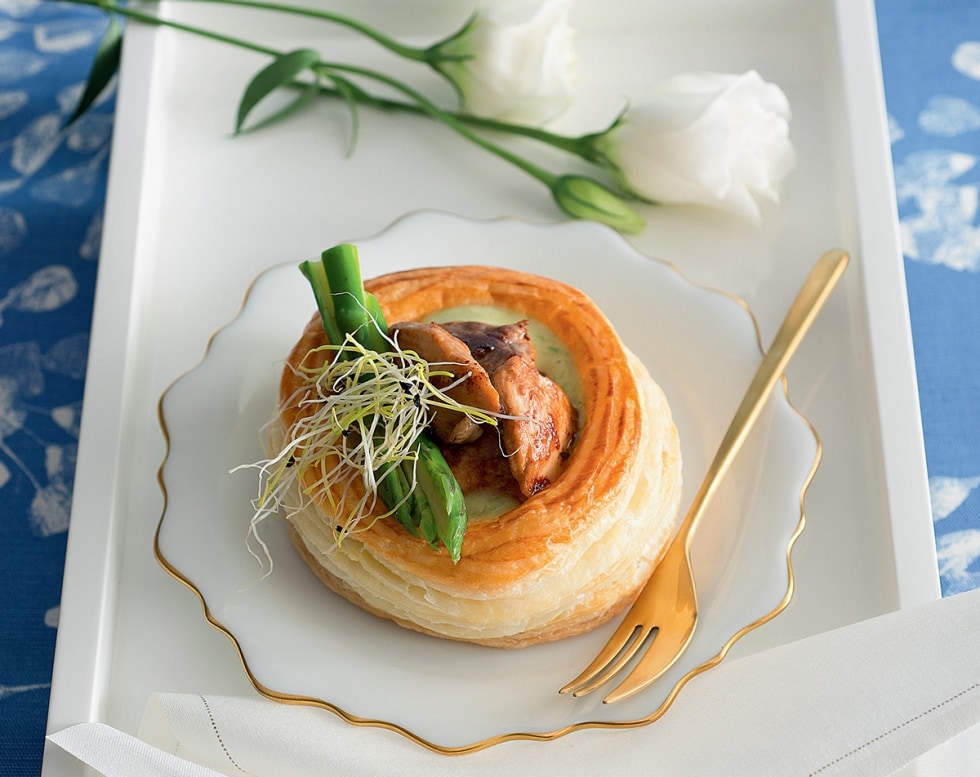 Vol au vent con quaglie e crema di asparagi  ricetta