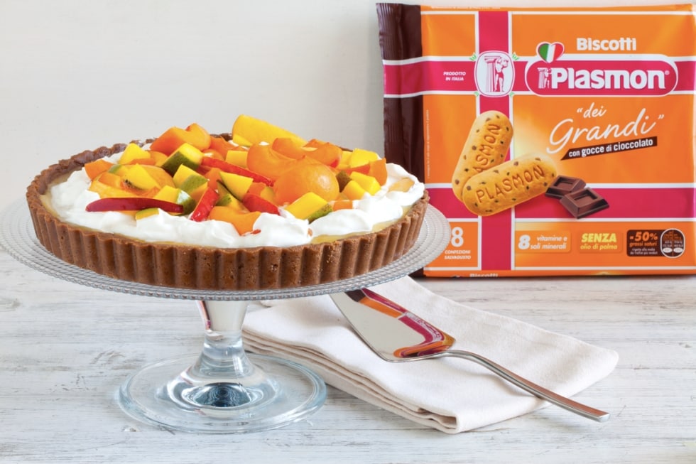 Crostata senza cottura alle pesche, mango e albicocche ricetta