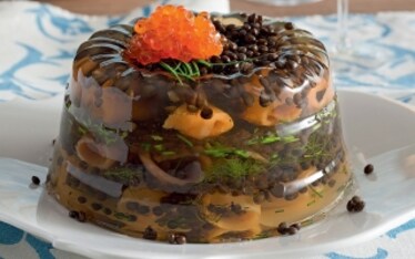 Aspic di lenticchie e pesce affumicato