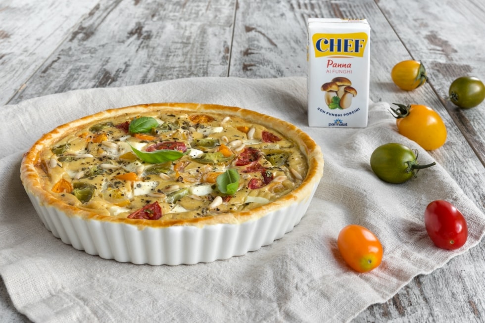 Quiche ai funghi con pomodorini e primosale ricetta