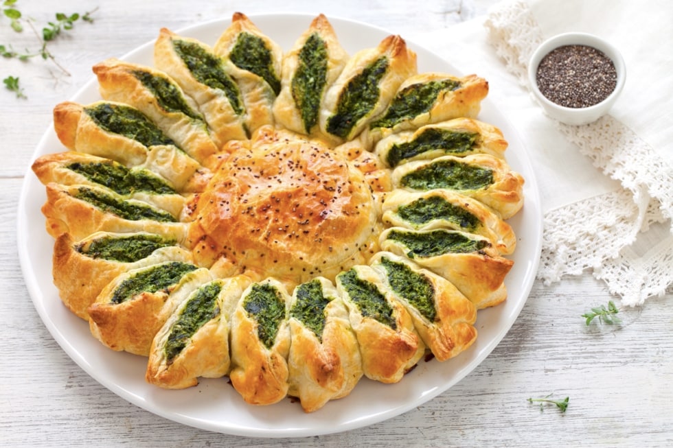 Torta girasole spinaci e ricotta ricetta