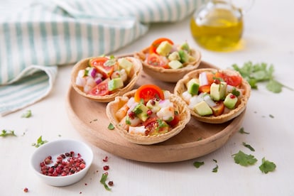 Cestini di taco con gamberi marinati