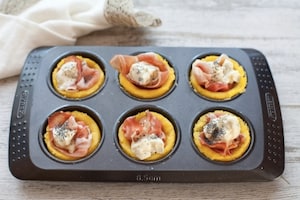 Preparazione Cestini di polenta con gorgonzola e speck - Fase 2
