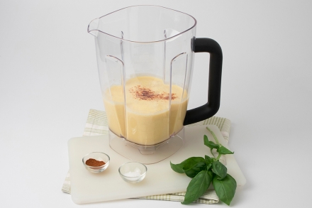 Preparazione Crema di mais e basilico fresco - Fase 2 Preparazione Crema di mais e basilico fresco - Fase 2