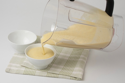 Preparazione Crema di mais e basilico fresco - Fase 2 Preparazione Crema di mais e basilico fresco - Fase 2