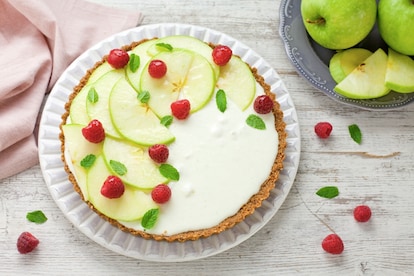 Crostata con panna cotta alla mela verde