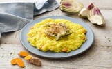 Risotto alla curcuma con carciofi fritti