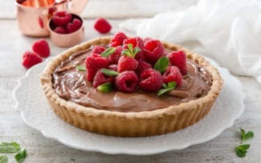 Crostata con mascarpone, Nutella e lamponi