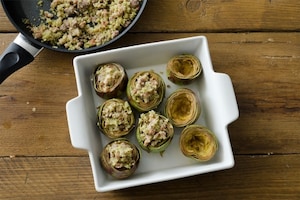 Preparazione Carciofi ripieni con salsiccia - Fase 2