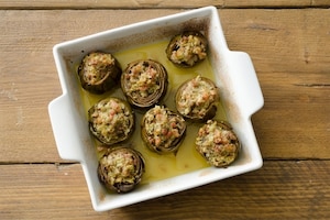 Preparazione Carciofi ripieni con salsiccia - Fase 3