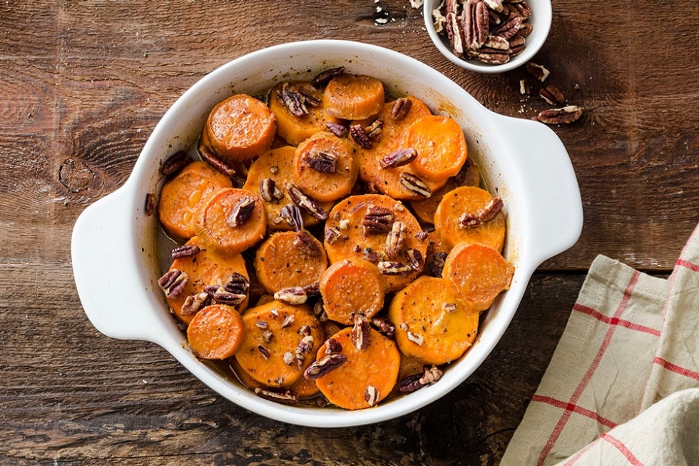 Patate dolci al forno con noci pecan ricetta