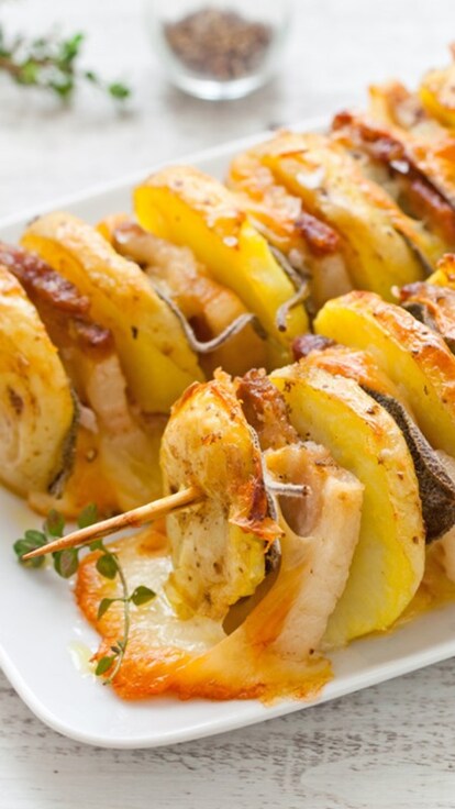 Spiedini di patate, scamorza e pancetta