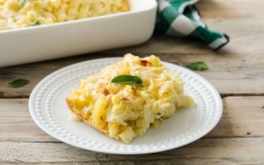 Timballo di fusilli ai porri