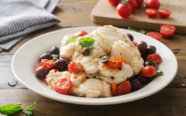 Rana pescatrice con pomodorini