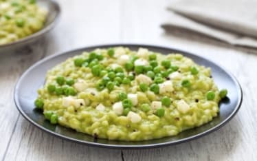 Risotto alla crema di piselli, mozzarella e limone