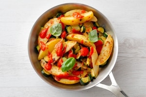 Preparazione Padellata di verdure con crema di peperoni abbrustoliti - Fase 5