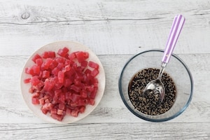 Preparazione Pokè bowl tonno e avocado - Fase 1