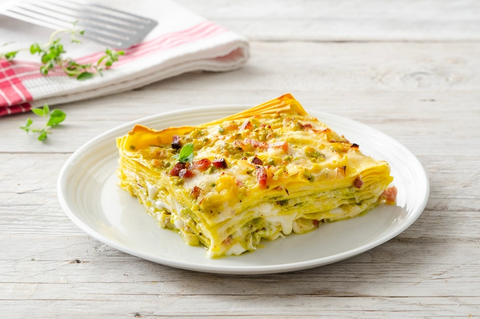 Lasagne ai pistacchi e taleggio ricetta