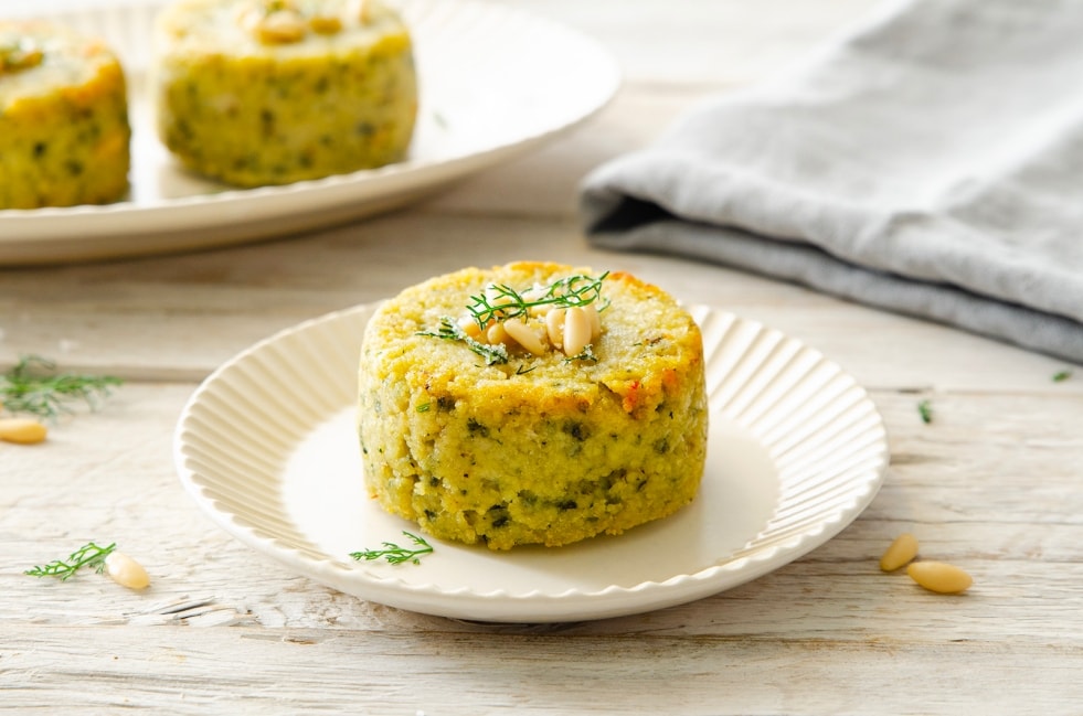 Tortini di cous cous, merluzzo e pomodorini al finocchietto ricetta