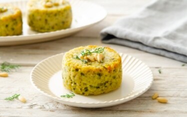 Tortini di cous cous, merluzzo e pomodorini al finocchietto