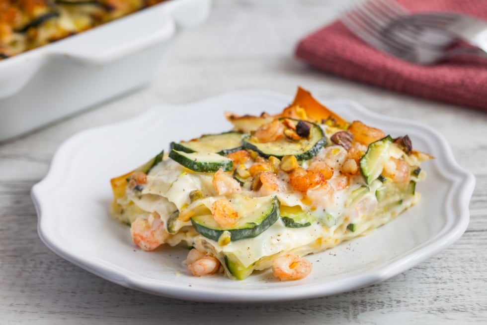 Lasagne con zucchine e gamberetti ricetta