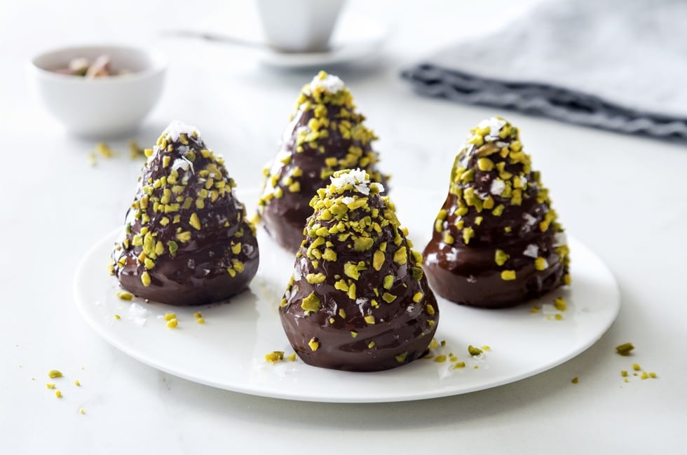 Tortine al pistacchio con cioccolato fondente ricetta