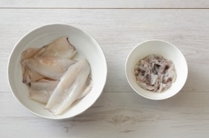 Preparazione Calamari grigliati ripieni di fagioli e pecorino - Fase 1