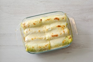 Preparazione Cannelloni di porri ripieni con patate e salame - Fase 3