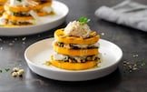 Millefoglie di zucca grigliata con burrata e nocciole