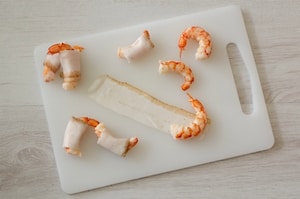 Preparazione Vellutata di patate allo zafferano con gamberoni bardati - Fase 3