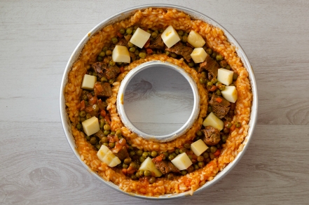 Preparazione Sartù di riso con spezzatino e piselli - Fase 3 Preparazione Sartù di riso con spezzatino e piselli - Fase 3