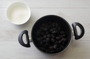 Preparazione Panna cotta alle more con cialde di caramello - Fase 1