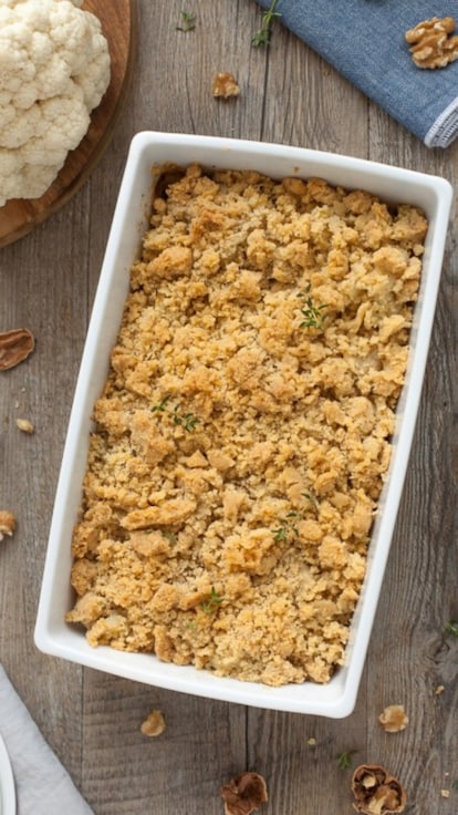 Crumble di cavolfiore con gorgonzola e noci 