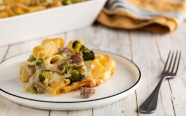 Pasta pasticciata broccoli e salsiccia