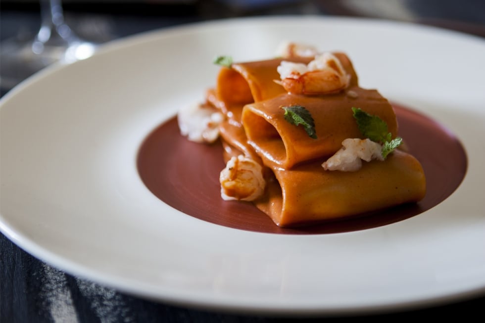 Paccheri con crostacei e bisque ricetta