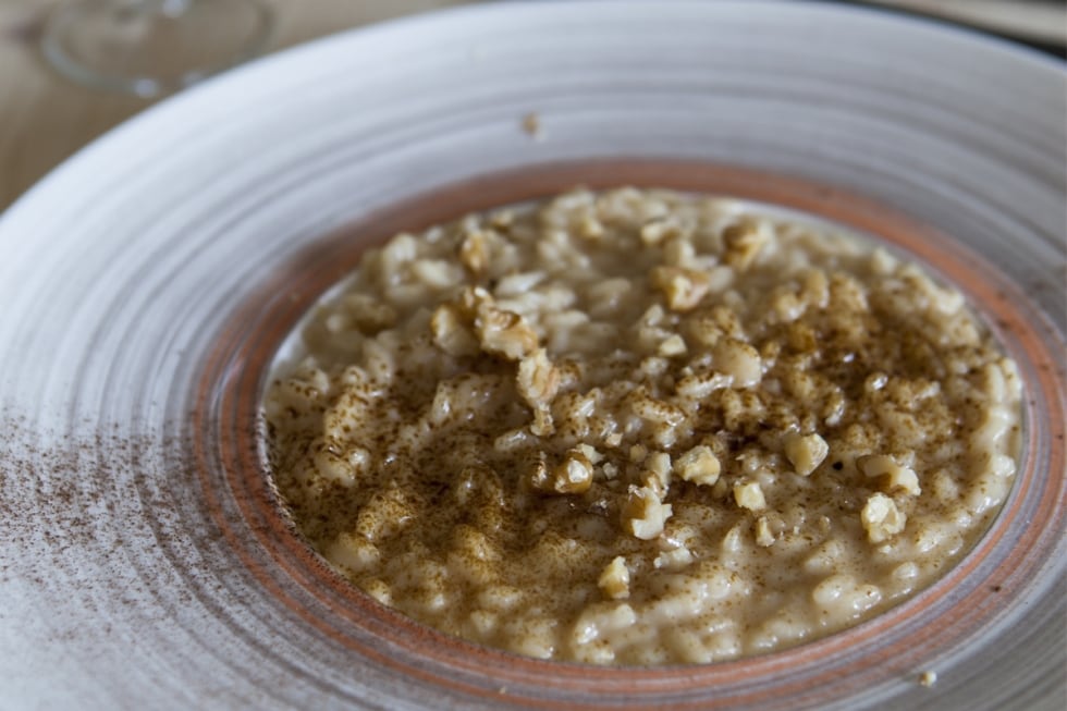 Risotto al marsala con liquirizia e noci ricetta