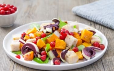 Insalata di merluzzo, radicchio e zucca 