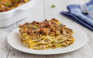 Lasagne funghi e salsiccia