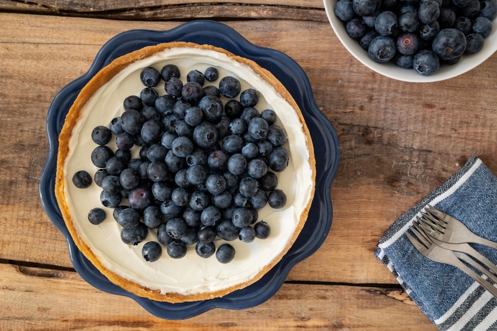 Cheesecake tart con mirtilli ricetta