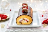 Bûche de Noël ai marrons glacés e cioccolato