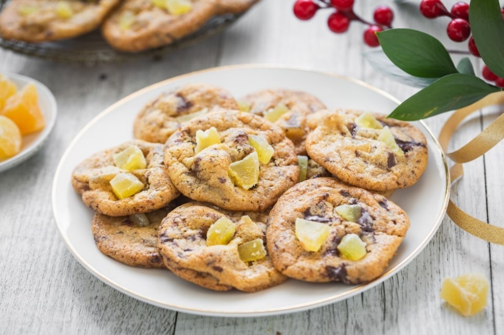 Cookies al cioccolato e zenzero candito ricetta