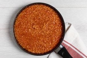 Preparazione Fiori di merluzzo su crema di lenticchie e peperoni cruschi - Fase 2