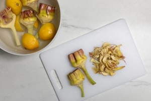 Preparazione Risotto ai carciofi con fontina e noci - Fase 1