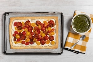 Preparazione Sfogliata di ricotta e pomodorini con pesto di pistacchi al basilico - Fase 4