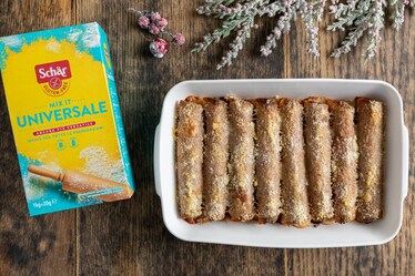 Cannelloni di crêpes senza glutine alle castagne con radicchio e speck