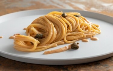 Spaghetti con corallo di capesante