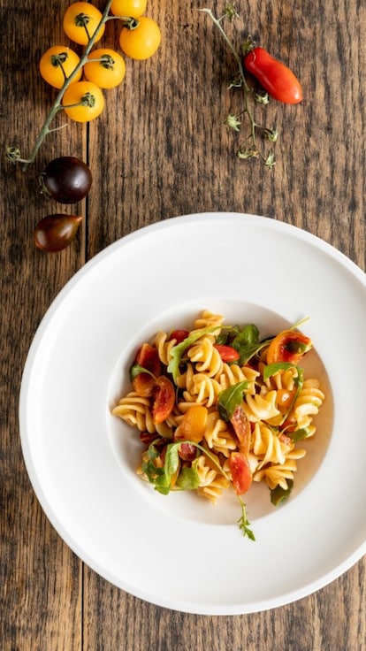 Pasta con rucola e pomodorini