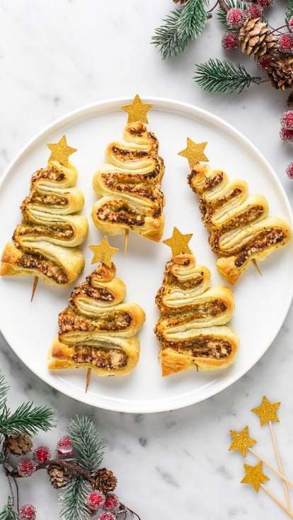 Alberelli di pasta sfoglia con pesto