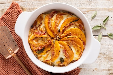 Parmigiana di zucca, provola e pancetta