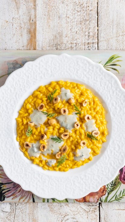 Risotto con carote e blue cheese